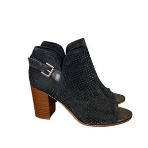 Sam Edelman Easton Perforated Open Toe Bootie with Chunky Heel Women’s Size 7.5